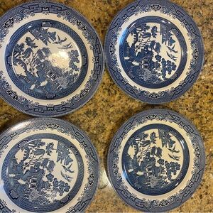 Churchill Willow Blue and White Plates Set of 4